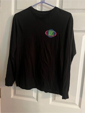 Vans Black Long Sleeve Tee with Neon Green, Blue & Pink Logo